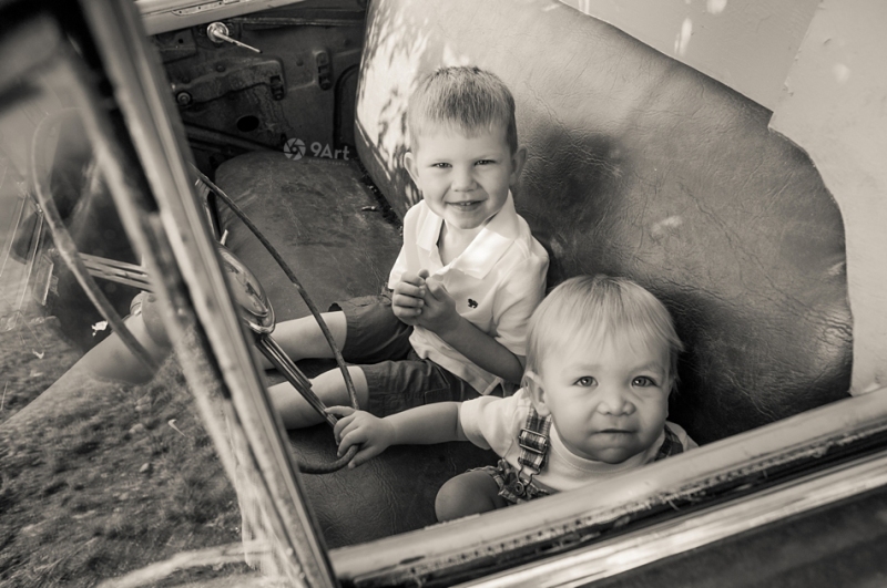hunter: baby's 1st year #7 brothers in vintage car